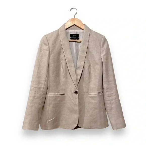 J. Crew Parke Blazer in Stretch Linen Flax Biege Size 2 - Picture 2 of 6